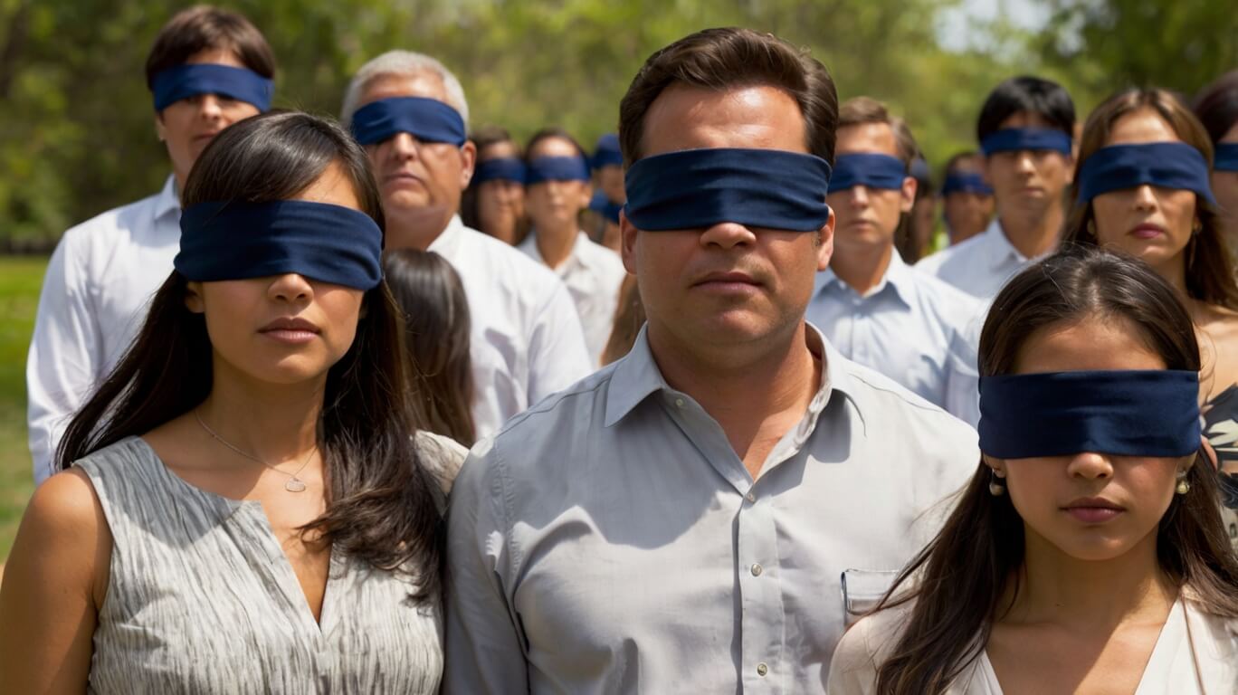 people blindfolded