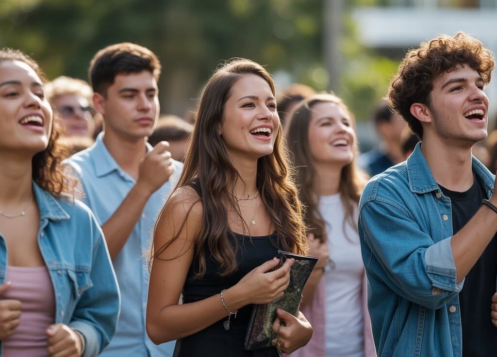 jovens cristãos em culto