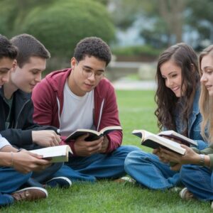 Jovens cristãos estudando a bíblia